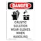 Signmission OSHA Danger Sign, Caustic Solution Wear, 24in X 18in Decal, 24" H, 18" W, Portrait OS-DS-D-1824-V-1059 - alternate 1